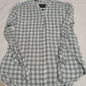 Abercrombie & Fitch Plaid Blouse in Gray and White